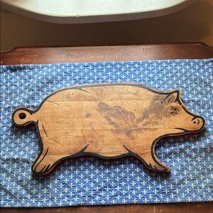 Vintage French Wood Pig Bread Board: Farmhouse Kitchen Decor